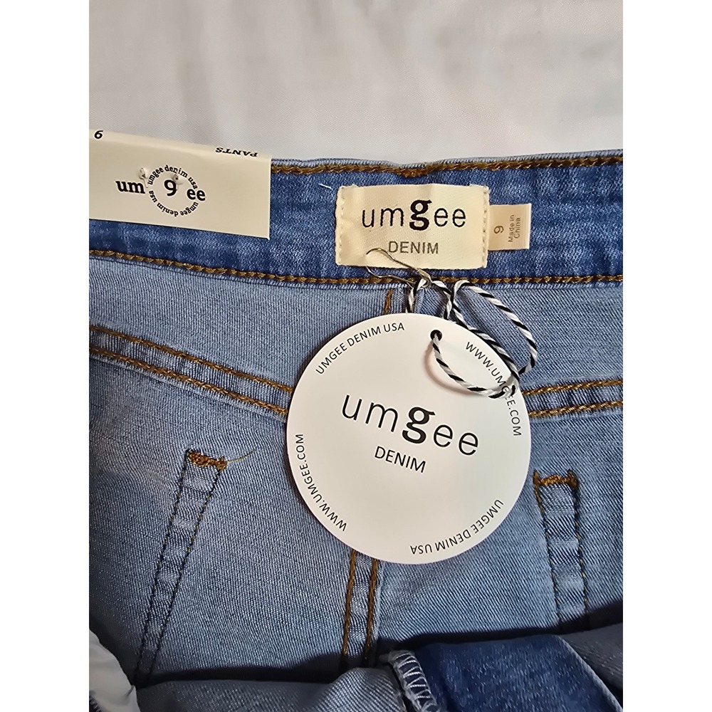 Umgee Denim High Rise Straight Leg Distressed Ripped Jeans Medium Wash Size 7 - Picture 3 of 16